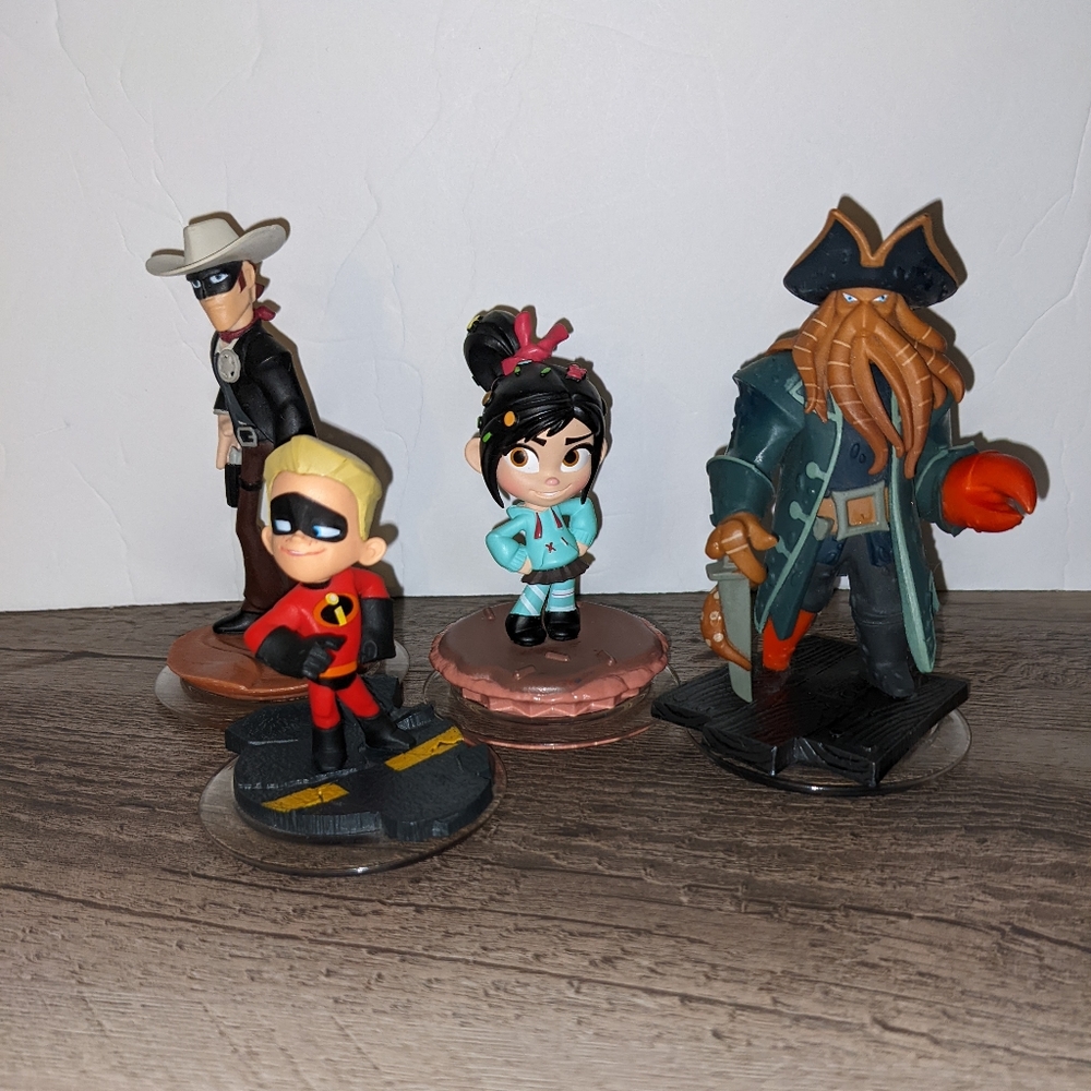 Disney Infinity Character Lot: Lone Ranger, Vanellope, Dash, and Davey Jones